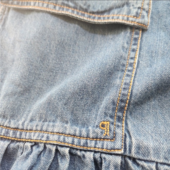 Anthropologie Pilcro Long-Sleeve Denim Crop Babydoll Top blouse - Picture 8 of 9